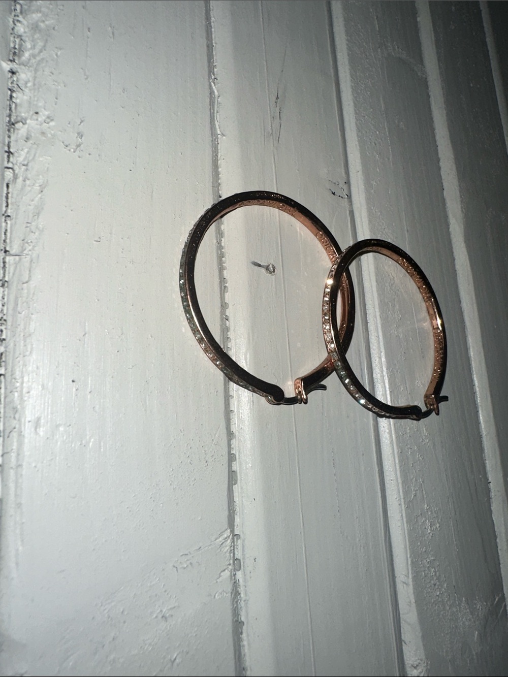 Origami Owl Rose Gold Hoop Earrings with Pavé Accents